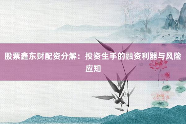 股票鑫东财配资分解：投资生手的融资利器与风险应知